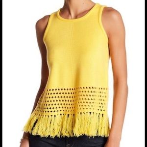 English Factory yellow fridge and knit tank top